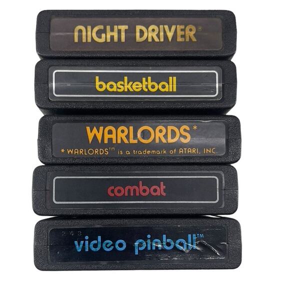 Atari Other - Atari Games 5 Lot Night Driver Warlords Basketball Combat Video Pinball Untested